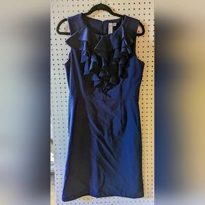 Blue ruffled pencil dress